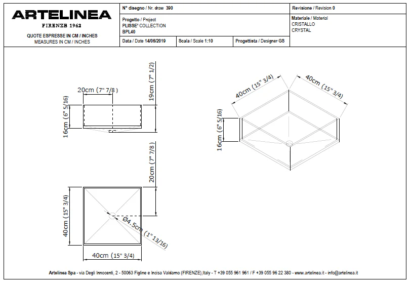 Artelinea PLISSE base unit RH bronze + BPL40 basin + ATOLLO mirror with LED diffusion AL590 - Image 4