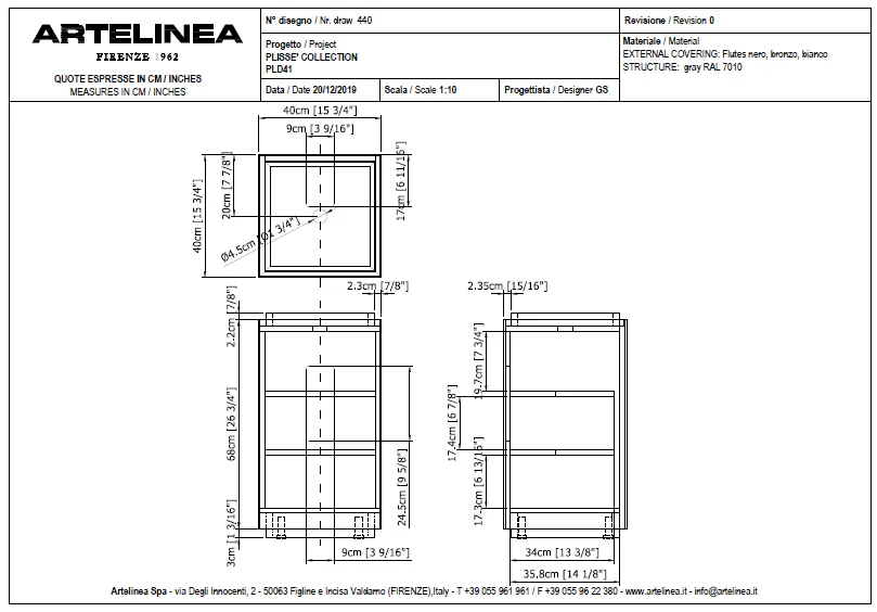 Artelinea PLISSE base unit RH bronze + BPL40 basin + ATOLLO mirror with LED diffusion AL590 - Image 5