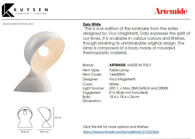 Artemide Dalu Table Lamp - Image 2