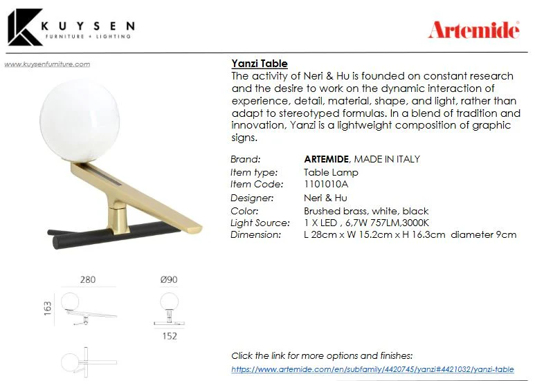 Artemide Yanzi Table Lamp 1101010A - Image 2