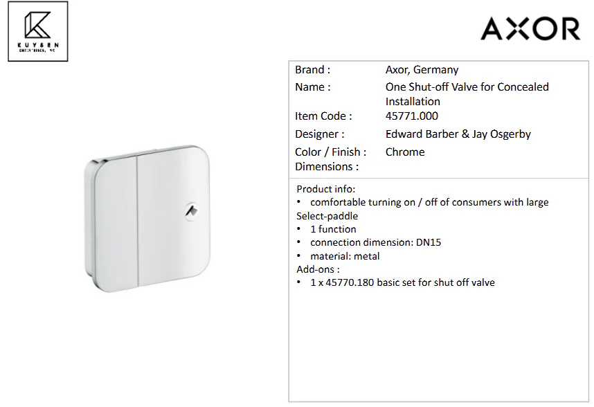 Axor ONE Finish set for shut-off valve, Chrome 45771.000 - Image 2