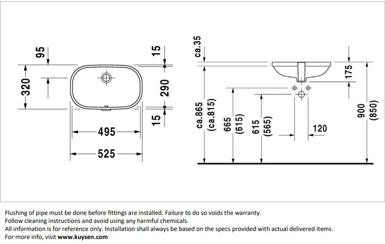 Duravit D-Code Undercounter Basin 033849.0000 - Image 2