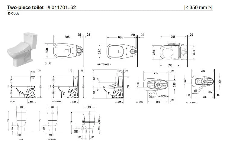 Duravit D-Code 2PC Elongated U.S. Type Toilet 011701.0062 - Image 2