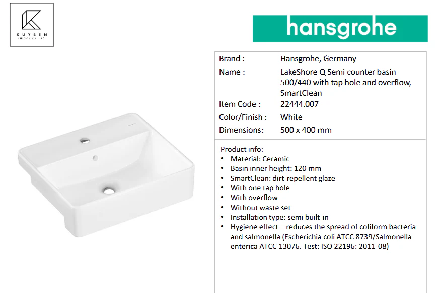 Hansgrohe LakeShoreQ semi-counter basin 500/440 22444.007 - Image 2