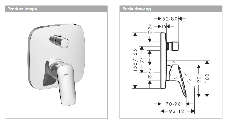 Hansgrohe Logis Built-in bath/shower mixer  71405.000 - Image 4