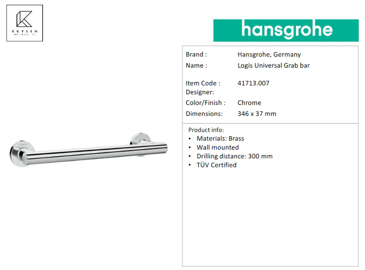 Hansgrohe Logis Universal Grab bar 41713.007 - Image 2