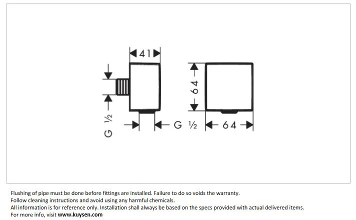 Hansgrohe Metropol HG Fixfit square wall outlet 26455.990 - Image 3