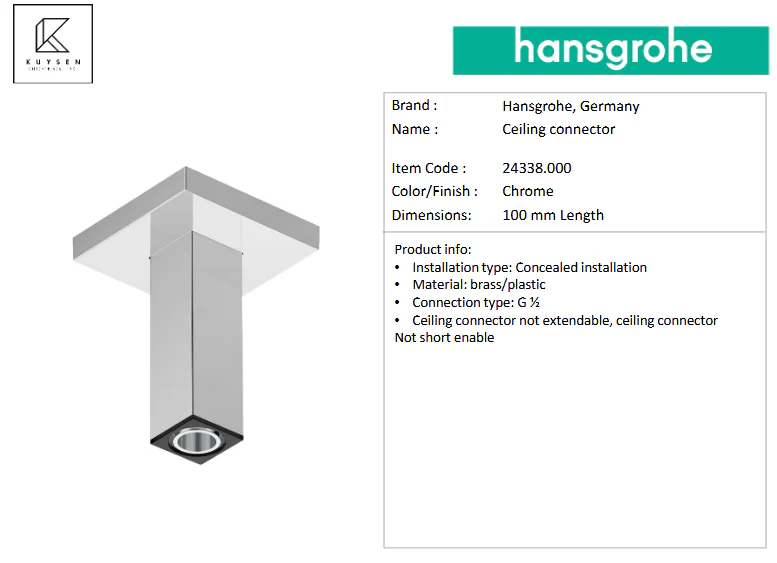 Hansgrohe Raindance Alive Q overhead shower 210mm with ceiling connector 24530.000 + 24338.000 - Image 4