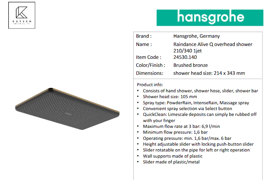 Hansgrohe Raindance Alive Q overhead shower 300 1jet with ceiling connector 24530.140 + 24338.140 - Image 2