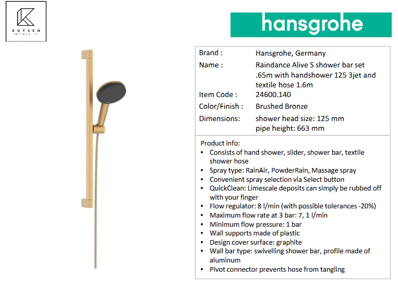 Hansgrohe Raindance Alive Q SelectS shower set 24600.140 - Image 2