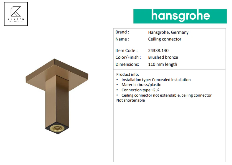 Hansgrohe Raindance AliveS overhead shower 300mm 24520.140 + 24338.140 ceiling connector - Image 4