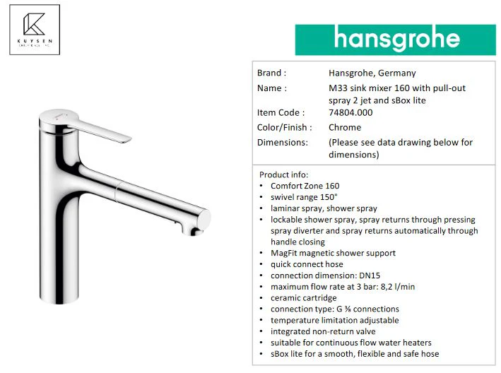 Hansgrohe Zesis  M33 sink mixer 160 2jet Chrome 74804.000 - Image 3